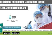 NCCS Pune Scientist Recruitment – Applications Invited NCCS Pune Scientist Recruitment