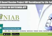 NIAB LPS Based Vaccine Project SRF Recruitment For Life Sciences NIAB Project SRF Job