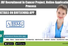 NIBMG JRF Recruitment In Cancer Project, Online Application Process NIBMG JRF Recruitment