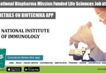 BIRAC, National Biopharma Mission Funded Life Sciences Research Job at NII NII Research Associate Jobs