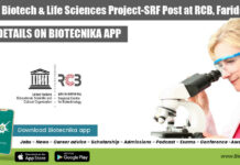 Biology, Biotech & Life Sciences Project-SRF Post at RCB, Faridabad Project-SRF Vacancy RCB