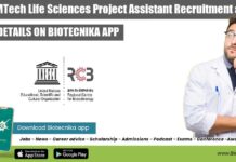 MSc & MTech Life Sciences Project Assistant Recruitment at RCB Project Vacancy at RCB