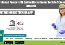RCB Faridabad Project-JRF Online Recruitment For Life Sciences & Biotech RCB Faridabad Project-JRF