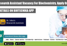 SJRI Research Assistant Vacancy For Biochemistry, Apply Online SJRI Research Assistant Vacancy