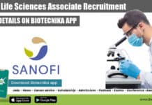 Sanofi Life Sciences Associate Recruitment, Online Application Process Sanofi Life Sciences Associate