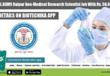 State VRDL AIIMS Raipur Non-Medical Research Scientist Job With Rs. 56,000 pm Pay State VRDL AIIMS Raipur