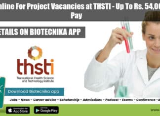 THSTI Project Vacancies Available