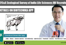 Govt MoEFC&C Zoological Survey of India Life Sciences JRF Recruitment ZSI JRF Zoology
