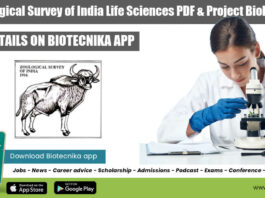 Govt Zoological Survey of India Life Sciences PDF & Project Biologist Recruitment ZSI Zoology Jobs