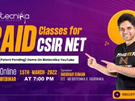 Join FREE Webinar on Exclusive RAID Classes For CSIR NET – Do Not Miss – Register Now RAID Concept Classes at Biotecnika - Unique Study Methodology for CSIR NET Life Sciences