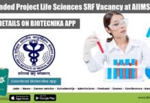 DHR Funded Project Life Sciences SRF Vacancy at AIIMS Delhi AIIMS Delhi SRF Post