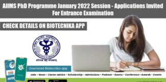 AIIMS PhD Programme 2022 January Session