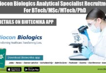 Biocon Biologics Analytical Specialist Recruitment For BTech/MSc/MTech/PhD Biocon Biologics Analytical Specialist
