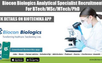 Biocon Biologics Analytical Specialist