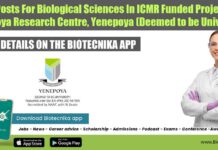 JRF Posts For Biological Sciences In ICMR Funded Project at Yenepoya Research Centre, Yenepoya (Deemed to be University) Biological Sciences JRF Postss