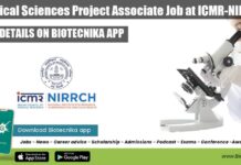 Biological Sciences Project Associate Job at ICMR-NIRRCH Biological Sciences Job at NIRRCH,