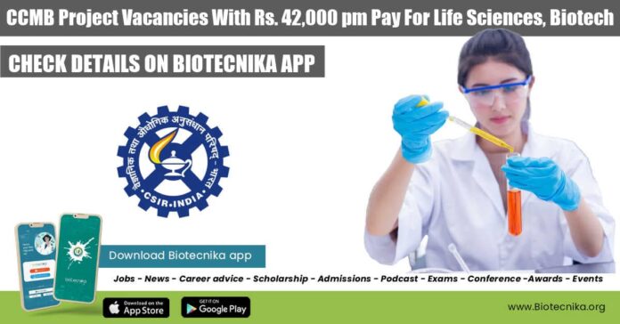 CCMB Project Vacancies