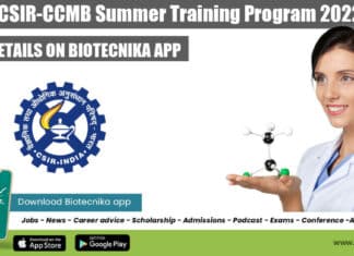 CSIR-CCMB Summer Training Program 2022