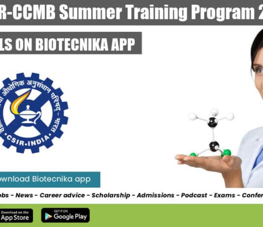CSIR-CCMB Summer Training Program 2022