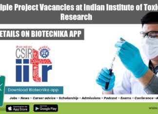 CSIR-IITR Project Vacancies