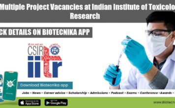 CSIR-IITR Project Vacancies