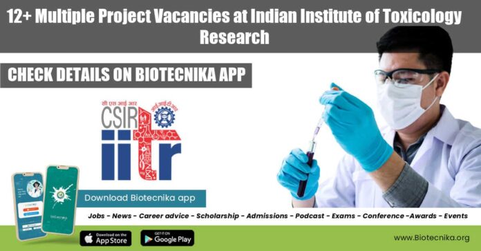 CSIR-IITR Project Vacancies