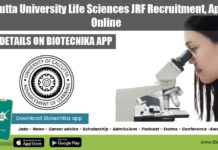 Calcutta University Life Sciences JRF Recruitment, Apply Online Calcutta University Life Sciences