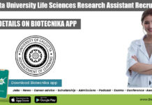 Calcutta University Life Sciences Research Assistant Recruitment Calcutta University Research
