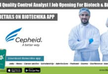 Cepheid Quality Control Analyst I Job Opening For Biotech & Biochem Cepheid QC Analyst Job