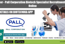 Danaher – Pall Corporation Biotech Specialist Recruitment, Apply Online Danaher - Pall Corporation Biotech