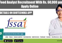 FSSAI Food Analyst Recruitment