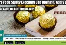 Ferrero Food Safety Executive Job Opening, Apply Online Ferrero Food Safety Executive