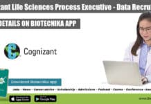 Cognizant Life Sciences Process Executive – Data Recruitment Cognizant Data Executive Jobs For Life Sciences