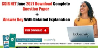 CSIR-NET 2021 Question Paper Download + Answer Key With Detailed Explanation