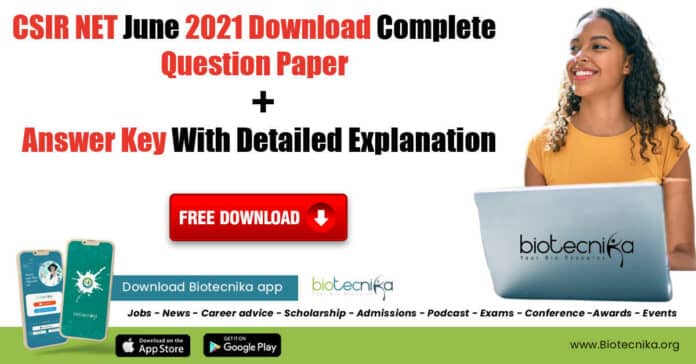 CSIR-NET 2021 Question Paper Download + Answer Key With Detailed Explanation