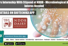 Freshers Internship With Stipend at NDDB – Microbiological Analysis Interns Needed Freshers Internship at NDDB