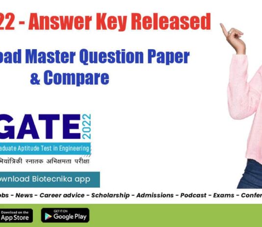 GATE 2022 – Answer Key Released, Download Master Question Paper & Compare GATE 2022 Answer Key Released