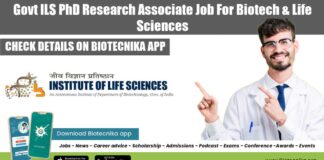 Govt ILS PhD Research Associate Job