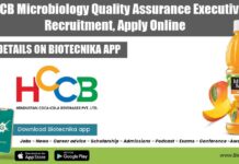 HCCB Microbiology Quality Assurance Executive Recruitment, Apply Online HCCB Microbiology Quality Assurance
