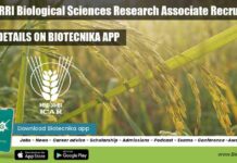 ICAR-NRRI Biological Sciences Research Associate Recruitment ICAR-NRRI Biological Sciences Research