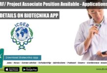 ICGEB SRF/ Project Associate Position