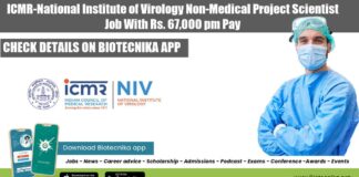 ICMR-NIV Project Scientist Job