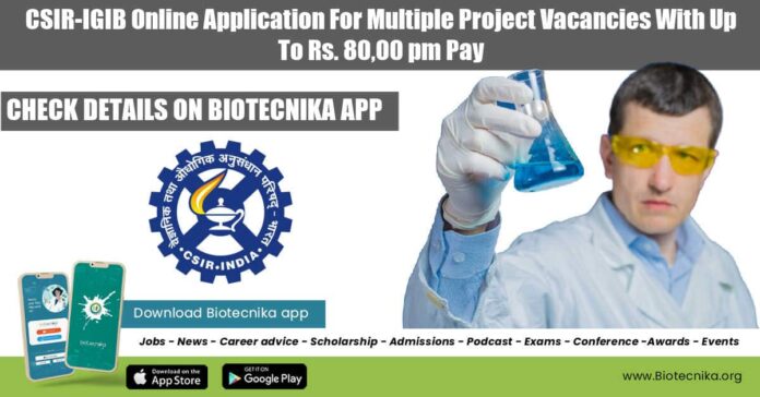 IGIB Project Vacancies