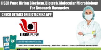 IISER Pune Hiring Biochem