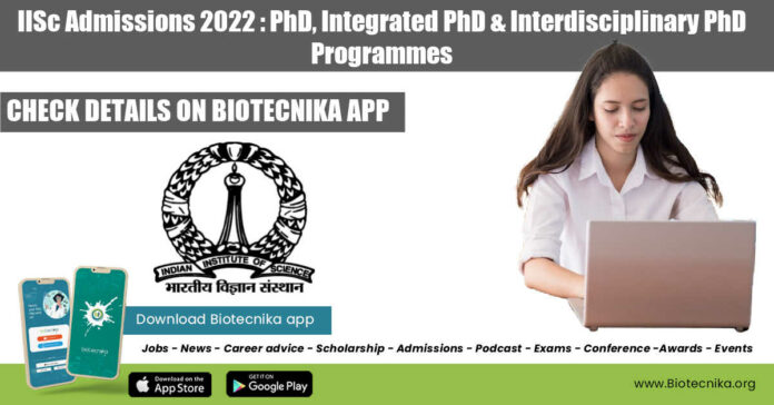 IISc Admissions 2022: