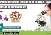 Summer Internship With Stipend at IIT Roorkee – SPARK 2022 IIT Roorkee SPARK 2022