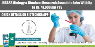 JNCASR Research Associate Jobs