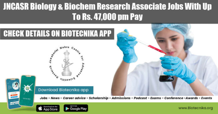 JNCASR Research Associate Jobs