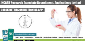 JNCASR Research Associate Recruitment