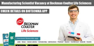 Manufacturing Scientist Vacancy